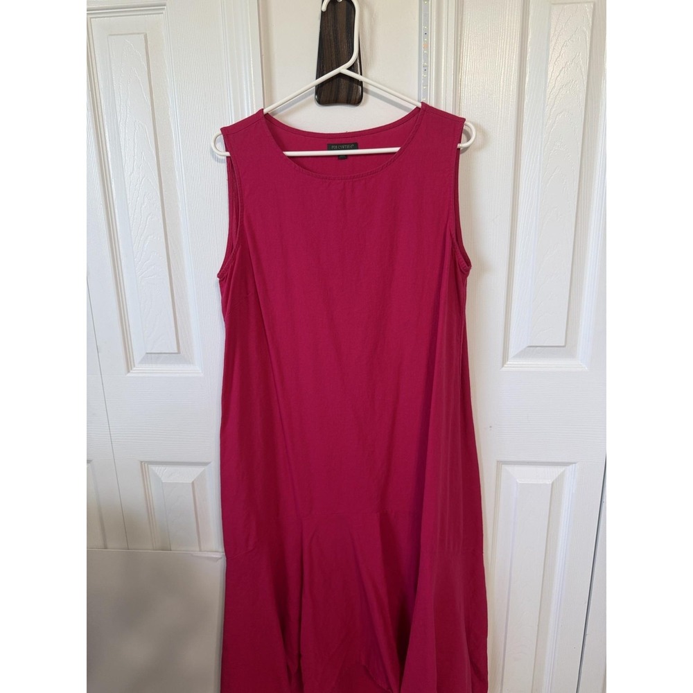 For Cynthia Womens L Pink Linen Blend Sleeveless Maxi Swing Trapeze Dress